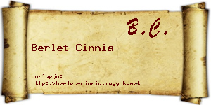 Berlet Cinnia névjegykártya